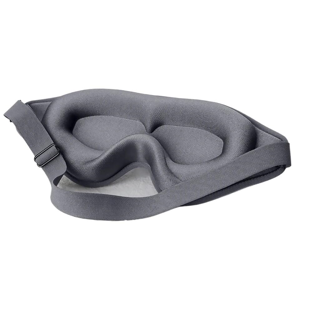 Mascherina 3D per dormire, in morbida memory foam, con protezione al 99% per proteggere gli occhi (grigio, 4 pezzi)