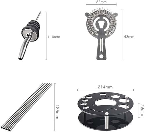 Miniatura 8 de TOEWOE Kit de camarero con soporte, juego de coctelera de 19 piezas para bebidas mixtas, herramienta profesional de barra de acero inoxidable para