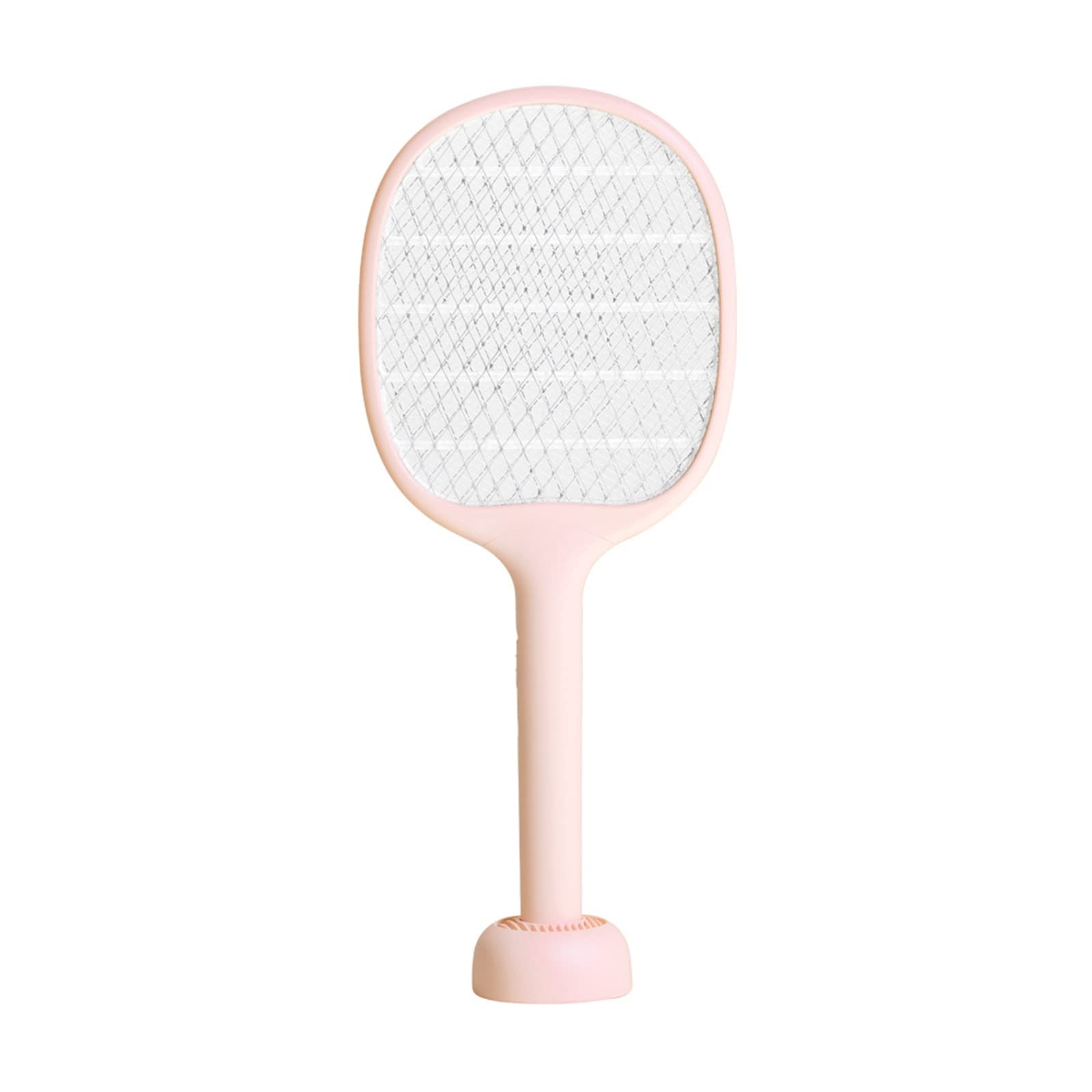 FAXIOAWA Matamoscas eléctrico, matamoscas eléctrico de 3000 V, matamoscas, Recargable por USB, para Interiores y Exteriores, Rosa, con Base