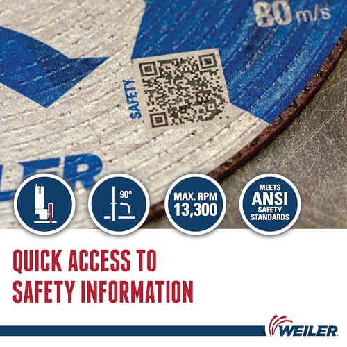 Image of Weiler 58100 4-1 /2 Inch Cutting Wheel, Tiger Inox Stainless Steel Contaminant-free High Performance Cutting, .045 inch INOX60S Type 1 7 /8 inch Arbor, Pack of 25