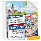 MOZOOSON Papel Adhesivo Autoadhesivo para conservar Rompecabezas con 1 espátula. La Mejor Manera de preservar tu Rompecabezas Terminado - 40x2000 CM