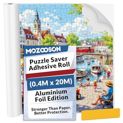 MOZOOSON Colle Puzzle Rouleau Auto-Adhésif 20m XXL pour 20×1000 Pièces