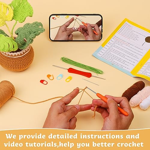 Image of kgxulr Crochet Kit, Monstera Leaves Knitting Kit, Crochet Kit for Beginners | Crochet Kit for Beginners, Crochet Flower Kit, Beginner Crochet Kit for Adults with Step-by-Step Video Tutorials