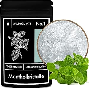 tek.vital Mentholkristalle Sauna Zusatz No. 1 – Sauna Menthol Kristalle in Lebensmittelqualität – Sauna Salz zu 100% aus natürlicher japanischer Minze – 100g Saunakristalle für bis zu 60 Saunagänge