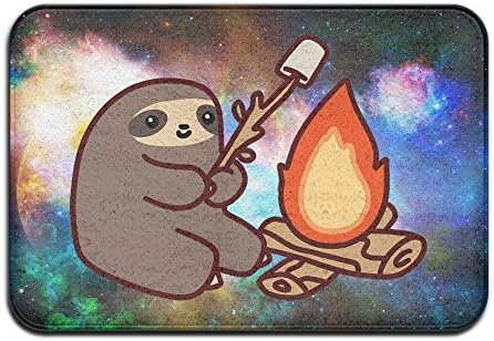Tollyee Soft Non-Slip Campfire Sloth Bath Mat Coral Rug Door Mat Entrance Rug Floor Mats for Front Outside Doors Entry Carpet 40 X 60 cm.