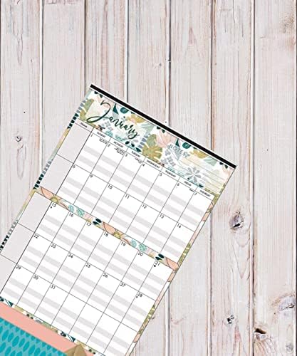 2023 Calendar A3 Family Organiser Month to View Wall Planner -Extra Large Grid Format For 5 Family Members With Handy Magnetic Hanger, Notes Section And Useful Pocket (Floral)