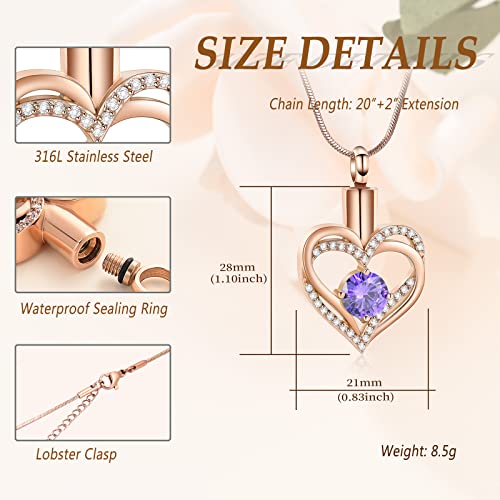 Minicremation Cremation Urn Necklace for Ashes Cremation Jewelry Heart Urn Necklace for Women Girls Birthstone Memorial Jewelry Pendant for Ashes for Human Pet - Image 2