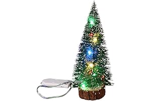 Ochine Lighted Sisal Christmas Tree with Wooden Base & LED Lights