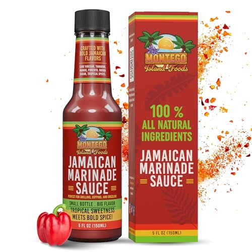 Montego Island Foods Jamaican Marinade Sauce – Bold Island Flavor with All-Natural Ingredients: Tamarind, Mango, Plump Juicy Raisins, Scotch Bonnet Peppers & Island Spices – 5oz Small-Batch Sauce for Grilling, Dipping & Drizzling