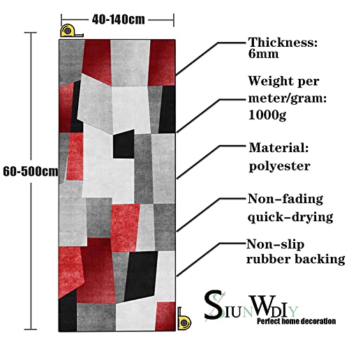 Tapis de couloir géométrique antidérapant et lavable rouge - 3