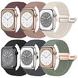 chinbersky 6 Stück Geflochtenes Armband Kompatibel mit Apple Watch Armband 40mm 41mm 42mm 38mm Damen Herren, Magnetisch Elastisch Stoff Sport Nylon Band für iWatch Series 11 10 9 8 7 6 5 4 3 2 1 SE