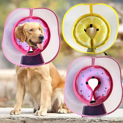 Image of Inflatable Dog Cone Collar for Large Medium Small Dogs to Stop Licking, Soft Dog Cone Alternative Donut Collar After Surgery (Pink, L)