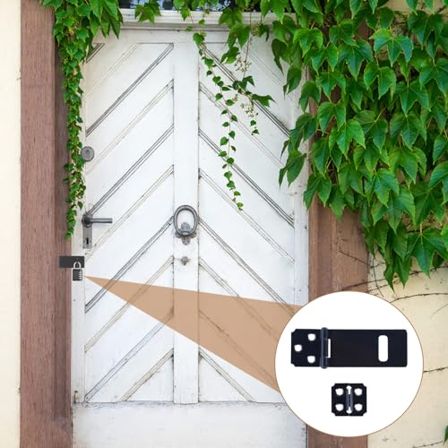 Image of 6 PCS Lock Hasp Latch 3 Inches Black Padlock Latch Lock | Black Painted Iron Sliding Door Lock with Screw for Home Patio Garden