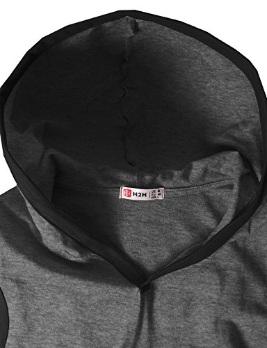 H2H Mens Active Sleeveless Longline Tanktop Hoodies with Pocket Charcoal US L/Asia XL (CMTTK015) - Thumbnail 4
