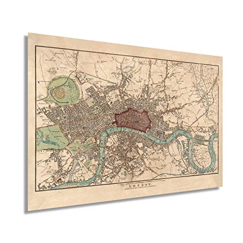 HISTORIX Vintage 1815 London England Map Poster - 24x36 Inch Vintage Map of London Wall Art - Historic London Wall Decor - Old Map of London England Wall Art (2 Sizes)