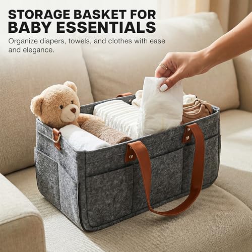 Image of BAYBEE Stylish & Modern Diaper Bag for Mothers for Travel | Large Capacity Storage Diaper Bag | Strong & Sturdy Baby Organizer Storage | Portable & Travel Friendly Diapers Caddy Organizer (Dark Grey)