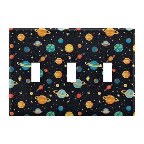 Light Switch Cover Outer Space Planet Wall Plates for Electrical Outlets 3 Gang 202a8755