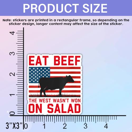 Image of SODAVA (Set of 3) Eat Beef The West Wasn't Won On Salad Sticker BBQ Smoker Grilling Pitmaster Barbecue American Flag Sticker BBQ Smoking Meat Lover Sticker Gift Decoration Bumper Sticker