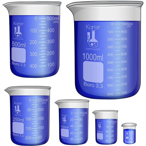 image for Karter Scientific, 3.3 Boro, Griffin Low Form, Glass Beaker Set - 6 Si