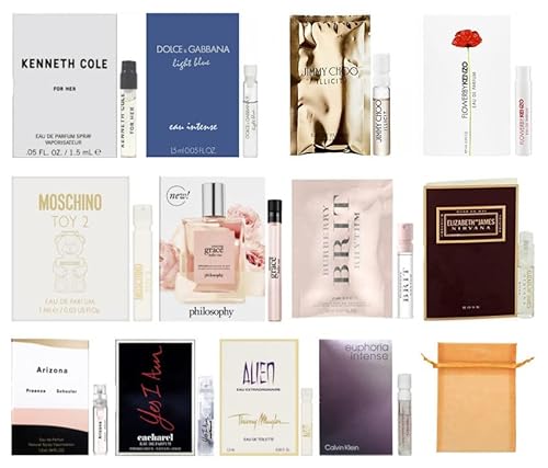 12 Women's Perfume Fragrance Samples with Organza Bag (As Pictured), 0.05 Fl Oz (Pack of 12)