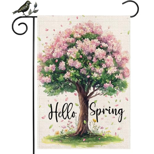 GEEORY Spring Blossom Tree Garden Flag 12x18 Double Sided Outdoor Decor