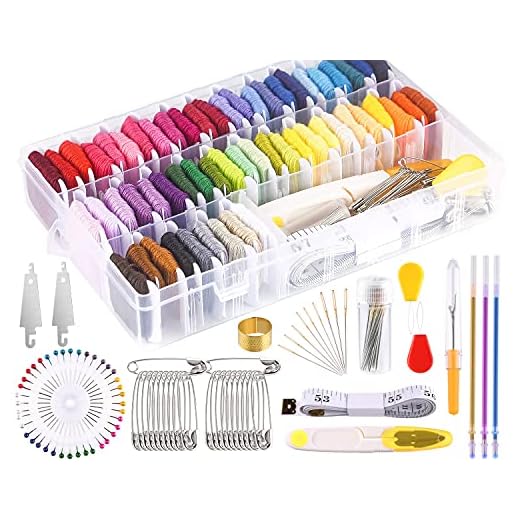 MIAHART 158 piezas de hilo de bordar con caja de almacenamiento del organizador, 57 hilos de bordado de color y kits de herramientas de punto de cruz para hacer cadenas de pulseras