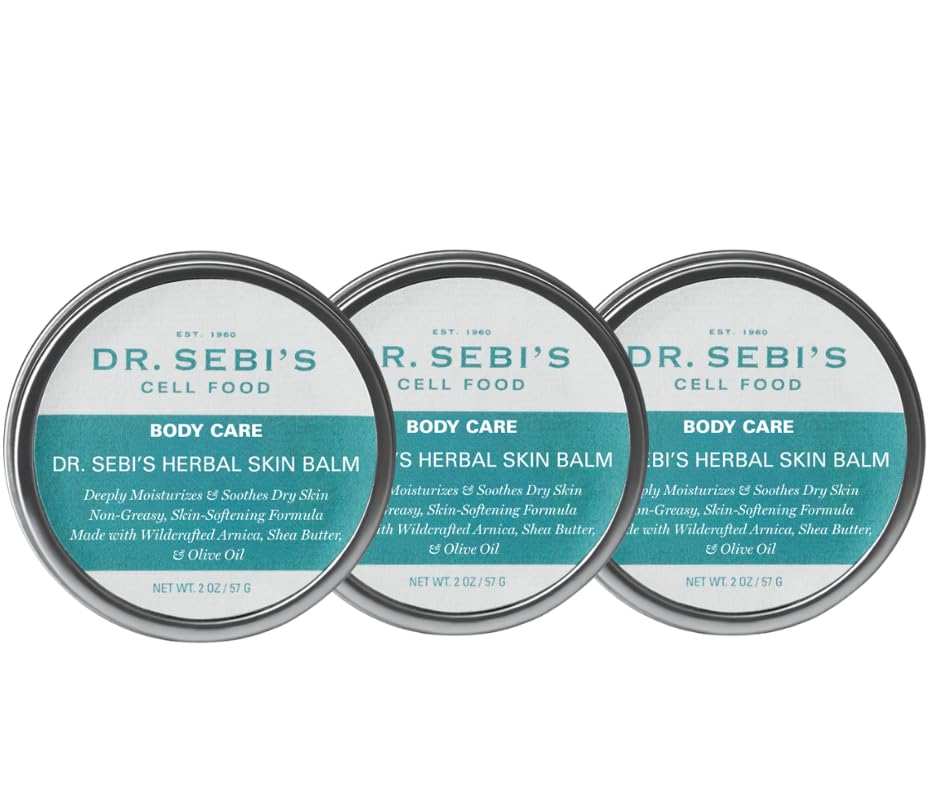 Dr. Sebi's Herbal Skin Balm, Non-Greasy Formula, Deeply Moisturizes & Soothes Dry Skin, with Wildcrafted Arnica, Shea Butter, Olive Oil. For all skin types - 2 Pack