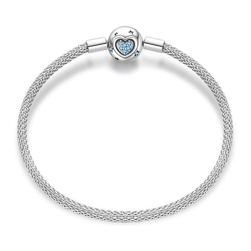 TINSLO Damen Armband 925 Sterling Silber, Armbänder mit Herz Verschluss Moments Schlangen Gliederarmband Armkette Valentinstag Muttertag Geburtstags Weihnachten Geschenk für Frauen Freundin Mama