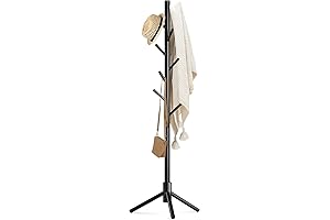 Wooden Coat Rack Stand with 8 Hooks