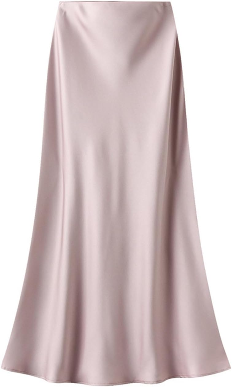 Women’s Satin Silk Maxi Skirt Fishtail Mermaid High Waist Long Skirts