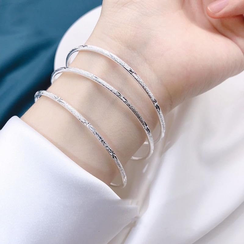 Sterling Silver Bangle Bracelets for Women,Fashion Jewelry Simple Adjustable 925 Silver Cuff Bangles for Women Mom Wife Valentine Mothers Day Gift - Image 4