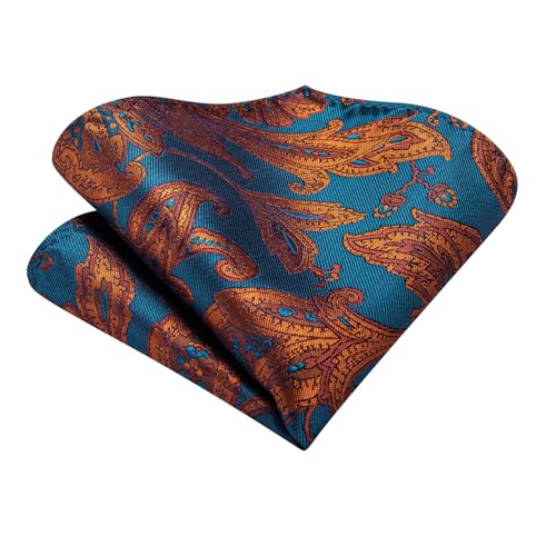 Image of Hi-Tie Silk Ascot for Men Self Tie Men's Cravat and Flower Lapel Pin Handkerchief Cufflinks Set for Wedding Party