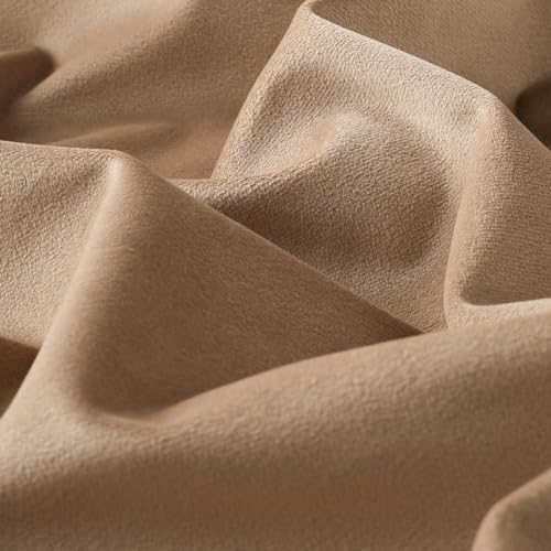 Image of Mixhug Decorative Throw Pillow Covers, Velvet Cushion Covers, Solid Throw Pillow Cases for Couch and Bed, Tan, 26 x 26 Inches, Set of 2