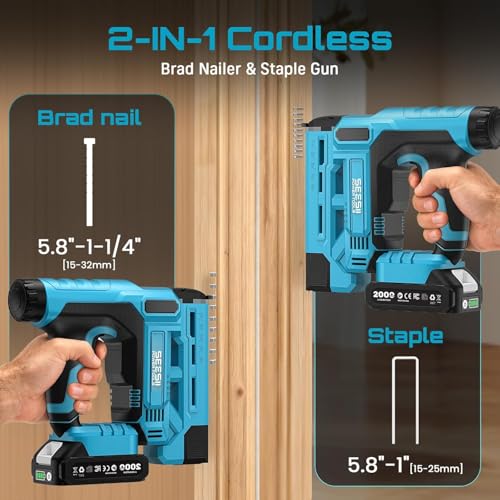 SEESII Cordless 2-in-1 Brad Nailer Stapler