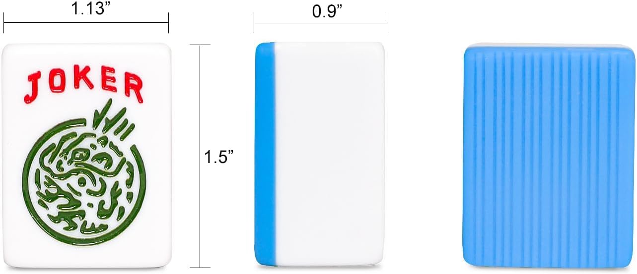 American Mahjong Game Set, Mahjong Tile Set with 166 Numbered Large Tiles (1.5", Blue), Mahjong Tiles Set with Blue Carrying Bag