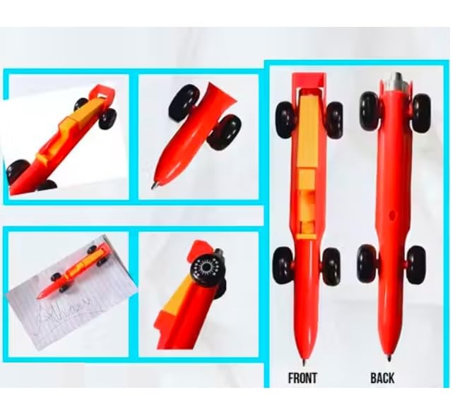 Image of ECLET Cool Racing Car Ballpoint Pen Novelty Retractable Sports Car Pen Cute Fun Pens Blue Ink for School Party Office Stationery PACK OF 4