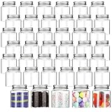 Zhehao 100 Packs 2 oz Mini Wide Mouth Mason Jar Shot Glasses with Metal Lids Plastic Jelly Shot Ginger Shots Bottle Refillable Spice Jars Ideal for Kitchen Wedding Candy DIY Crafts Beads (Silver)