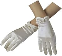 Vista 1 de Vestido de novia de satén para mujer, fiesta de ópera, guantes de los años 20, guantes hasta la muñeca Blanco