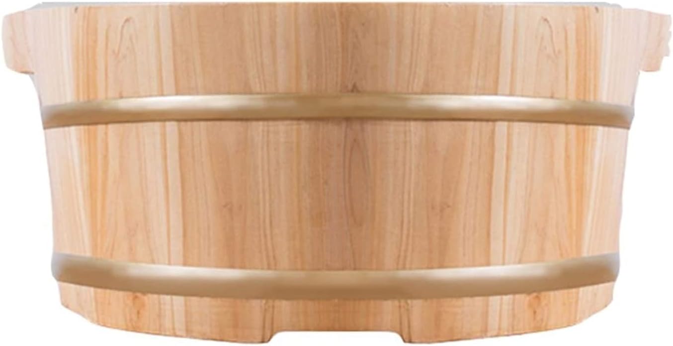 Wooden Foot Basin Tub Bucket for Foot Bath, Solid Cedar Wood Foot Spa with Lid and Massager, Pedicure Bowl for Spa Massage Foot Tub