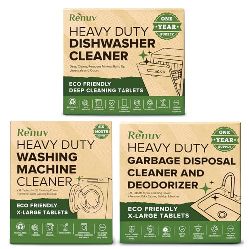 Image of Renuv Washing Machine + Dishwasher + Garbage Disposal Cleaner Bundle | Heavy Duty Home Appliance Deep Cleaning, Descaling, Deodorizing