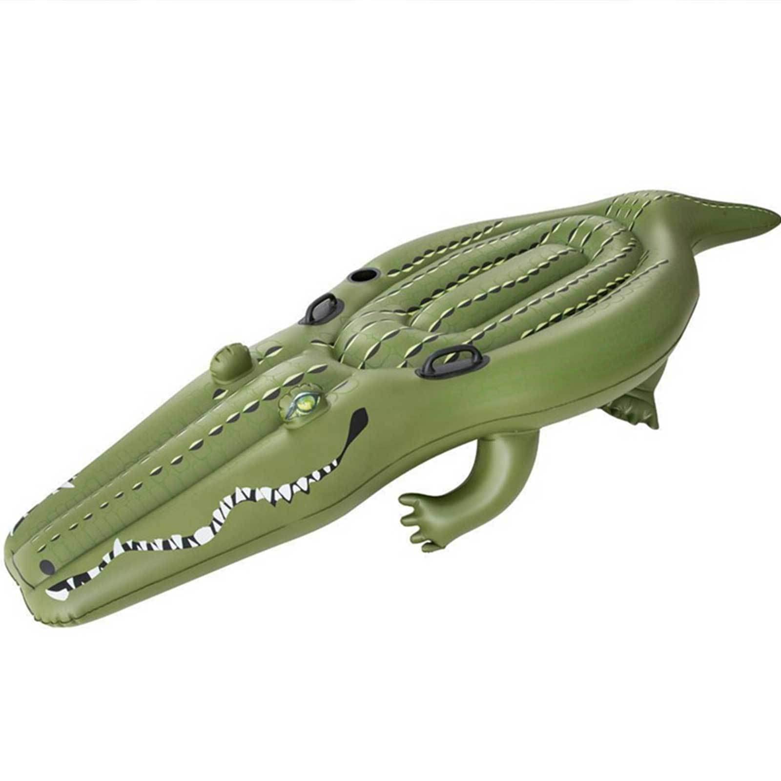 MVDECOR Juguete acuático para Montar Gator Gigante - Flotador Inflable Grande para Piscina con Dos Asas y portavasos - Flotador Inflable Divertido para Piscina para niños y niñas Adultos, 102" X 41"