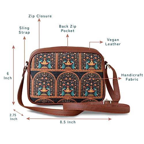 ZOUK Sling Bag for women Handmade Bags for Females Vegan Leather