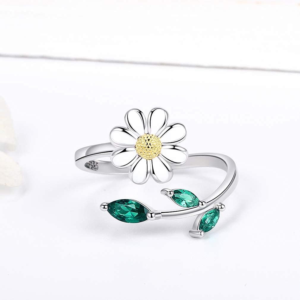Daisy Anxiety Relieve Rings - 925 Sterling Silver You Are My Sunshine Sunflower Fidget Jewelry ADHD Stress Relieving Spinner Ring for Women - Image 4