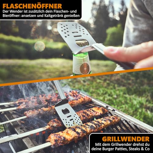 BURNHARD® Grillbesteck 4-in-1, Multitool inkl. Grillwender, Grillgabel – Ansicht 5
