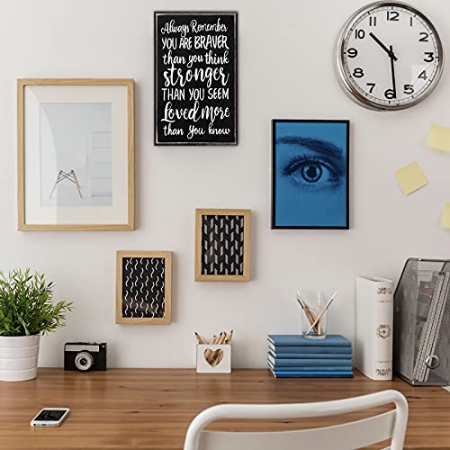 Always Remember You Are Braver Than You Think, Inspirational Wood Plaque Inspirational Desk Decor Positive Wall Box Sign For Women, Family, Friend (Black Backing) #TOP6
