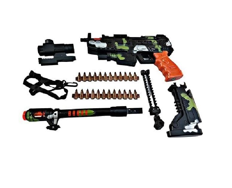 Image of Eclet Revolving Machine Gun Toy for Kids - 1 Pc Army Style Money Gun with Stand & Carry Strap | Fun Pretend Play Toy for Boys & Girls