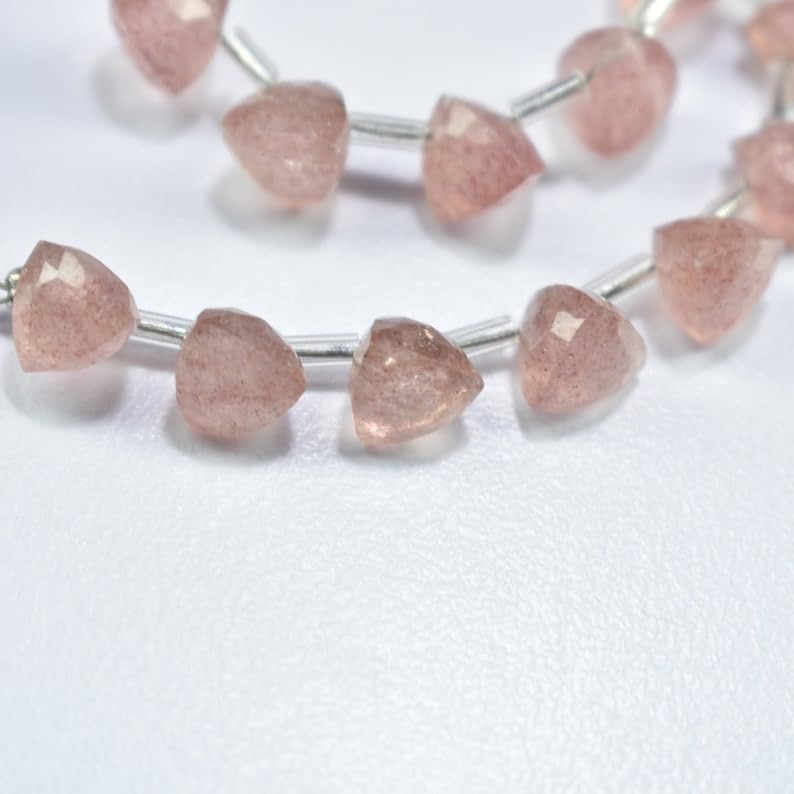 Quartz fraise naturel en perles trillion pour créer vos bijoux d'été