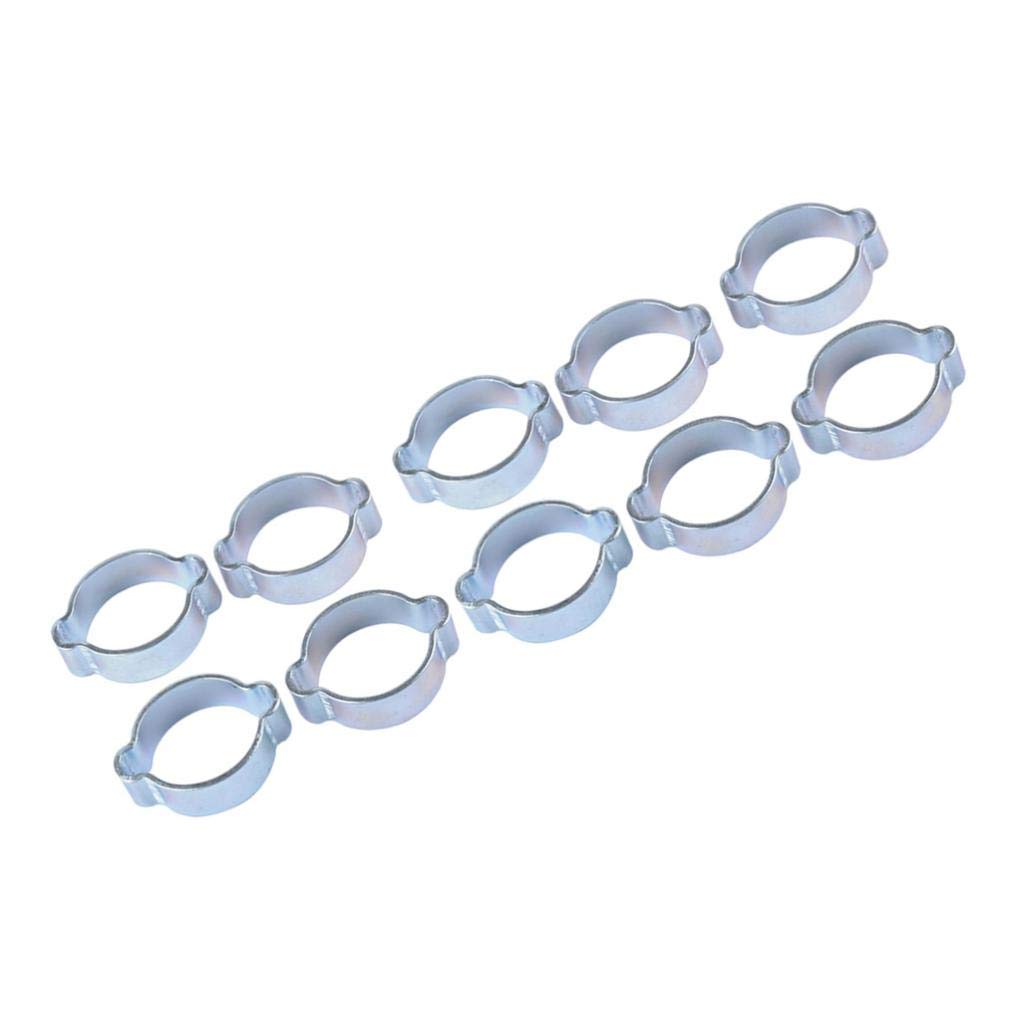 25-28MM Double Ear Clips,O CLAMP,ZINC Plated Steel,10 Pack, 25 to 28mm