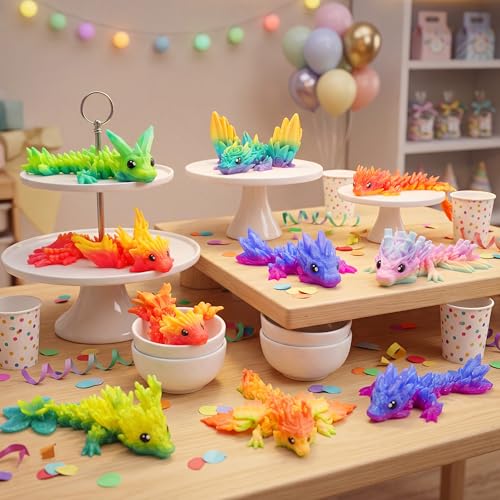 Image of JOYIN 8 Pcs 3D Printed Dragon, 4.4 inch Colorful 3D Printed Flexible Articulated Dragon Fidget Toys for Office Desk Decor, Autism Stress Relief Fidget Toys for Kids & Adults Gift