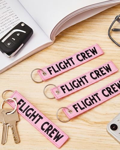 Image of Junkin 12 Pcs Flight Crew Keychain Airplane Aviation Keychain Flight Crew Luggage Tags Embroidered Key Ring
